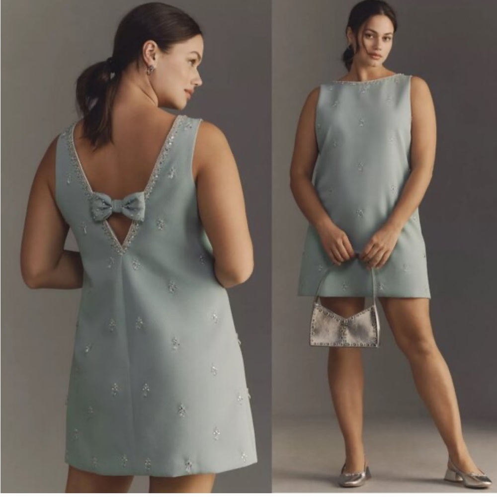 Atsu Anthropologie Mod Jeweled Bow Dress